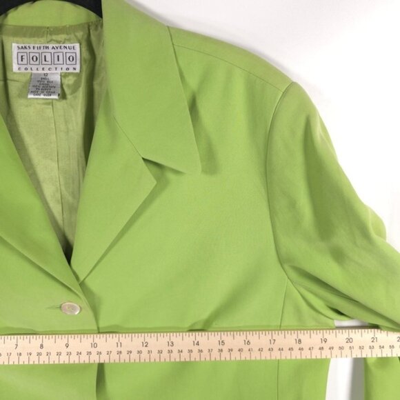 SAKS FIFTH AVENUE FOLIO COLLECTION 100% SILK 3 Button Blazer Size 12 - Picture 8 of 10